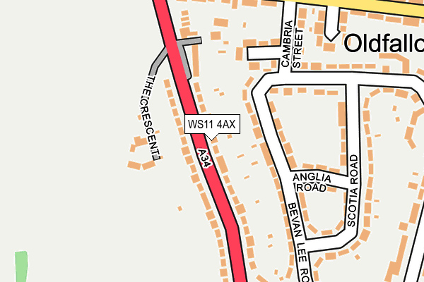 WS11 4AX map - OS OpenMap – Local (Ordnance Survey)