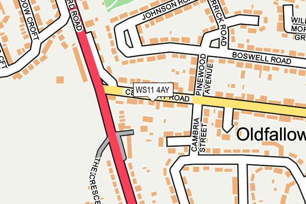 WS11 4AY map - OS OpenMap – Local (Ordnance Survey)