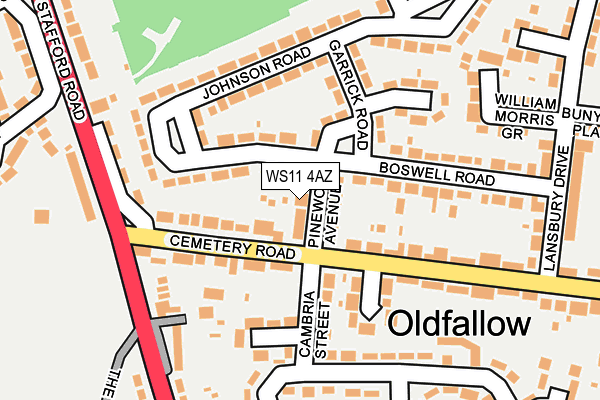WS11 4AZ map - OS OpenMap – Local (Ordnance Survey)