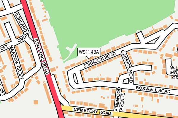 WS11 4BA map - OS OpenMap – Local (Ordnance Survey)