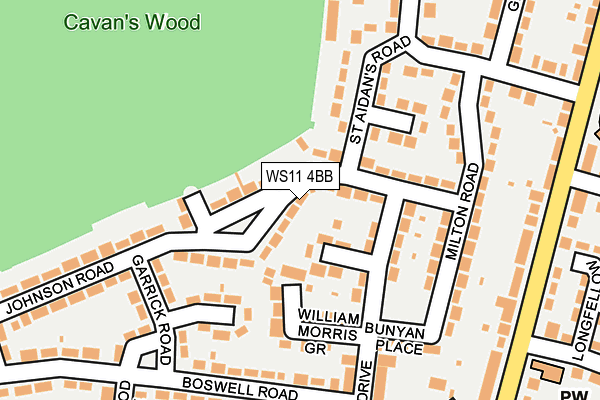 WS11 4BB map - OS OpenMap – Local (Ordnance Survey)