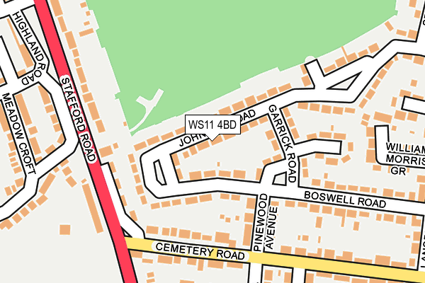 WS11 4BD map - OS OpenMap – Local (Ordnance Survey)