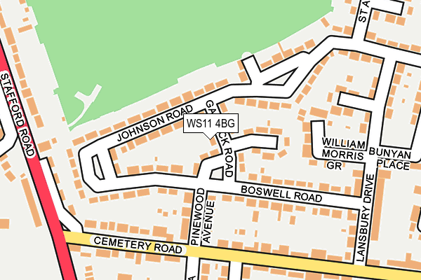 WS11 4BG map - OS OpenMap – Local (Ordnance Survey)