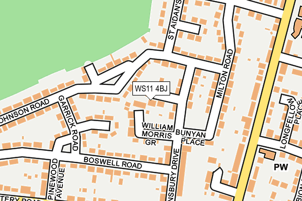WS11 4BJ map - OS OpenMap – Local (Ordnance Survey)