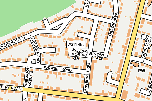 WS11 4BL map - OS OpenMap – Local (Ordnance Survey)
