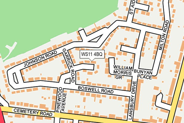 WS11 4BQ map - OS OpenMap – Local (Ordnance Survey)