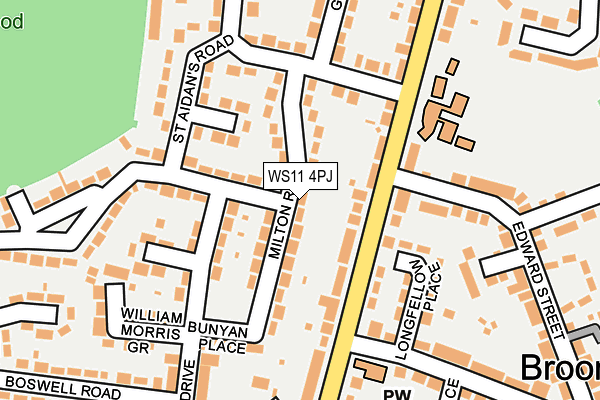 WS11 4PJ map - OS OpenMap – Local (Ordnance Survey)