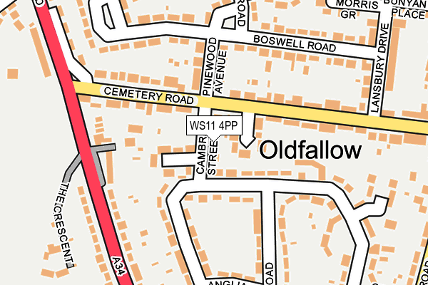 WS11 4PP map - OS OpenMap – Local (Ordnance Survey)
