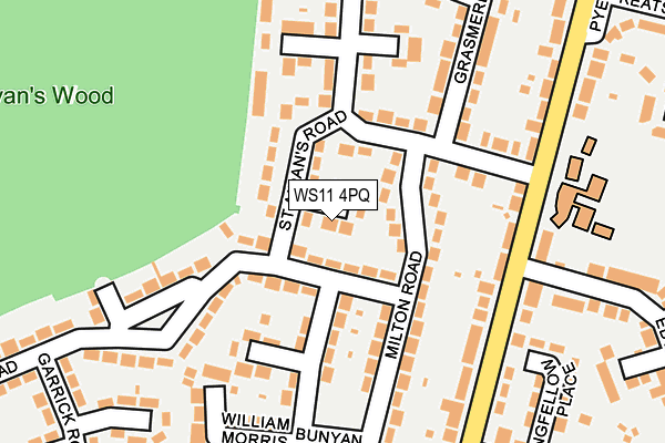 WS11 4PQ map - OS OpenMap – Local (Ordnance Survey)