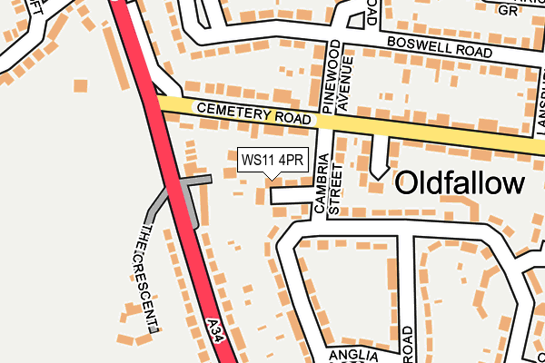 WS11 4PR map - OS OpenMap – Local (Ordnance Survey)