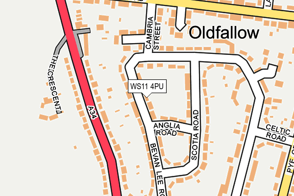 WS11 4PU map - OS OpenMap – Local (Ordnance Survey)