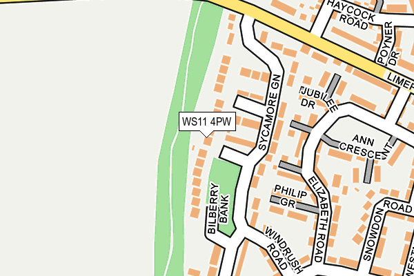 WS11 4PW map - OS OpenMap – Local (Ordnance Survey)