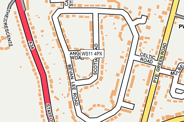 WS11 4PX map - OS OpenMap – Local (Ordnance Survey)