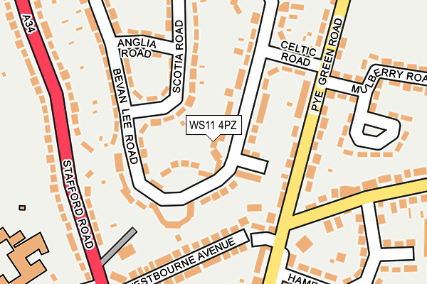 WS11 4PZ map - OS OpenMap – Local (Ordnance Survey)