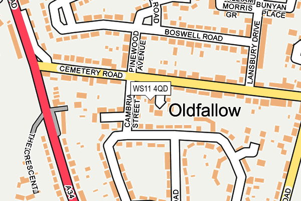 WS11 4QD map - OS OpenMap – Local (Ordnance Survey)