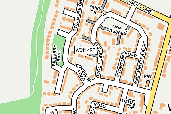 WS11 4RF map - OS OpenMap – Local (Ordnance Survey)