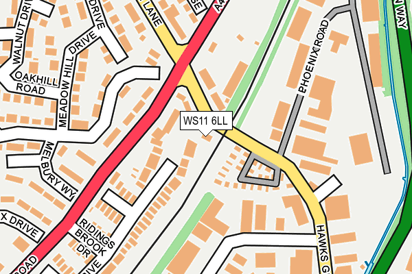 WS11 6LL map - OS OpenMap – Local (Ordnance Survey)