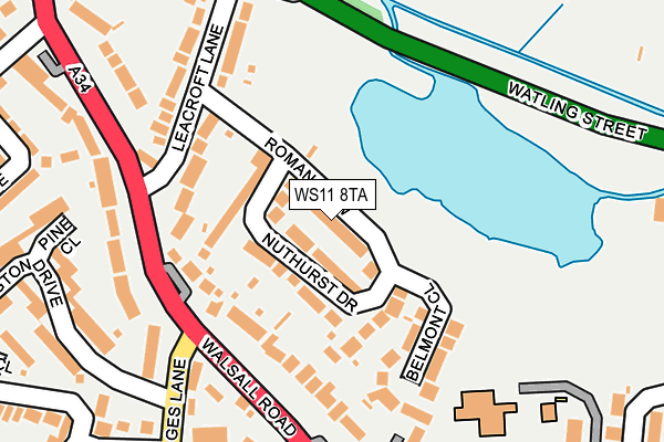 WS11 8TA map - OS OpenMap – Local (Ordnance Survey)