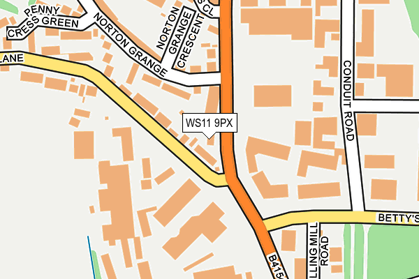 WS11 9PX map - OS OpenMap – Local (Ordnance Survey)