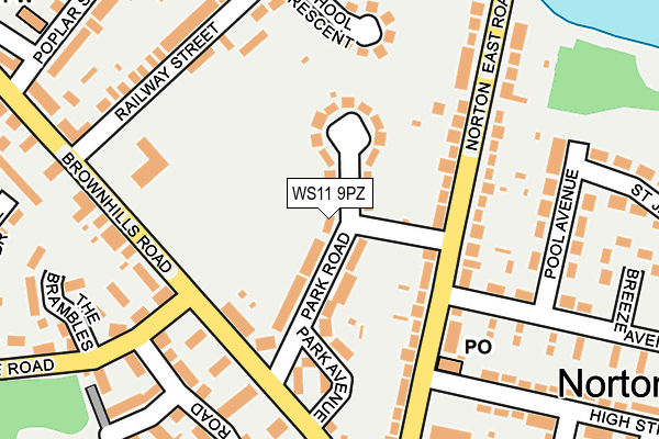 WS11 9PZ map - OS OpenMap – Local (Ordnance Survey)