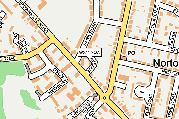 WS11 9QA map - OS OpenMap – Local (Ordnance Survey)