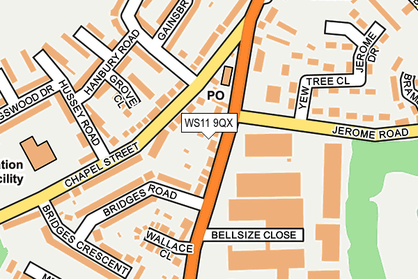 WS11 9QX map - OS OpenMap – Local (Ordnance Survey)