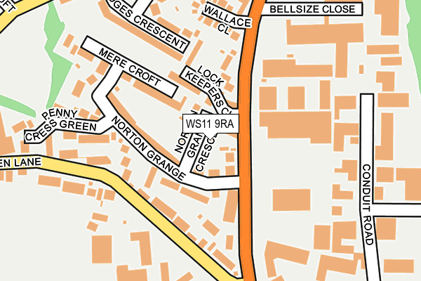 WS11 9RA map - OS OpenMap – Local (Ordnance Survey)