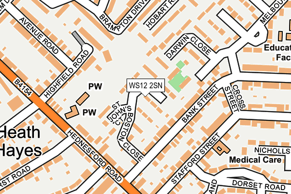 WS12 2SN map - OS OpenMap – Local (Ordnance Survey)