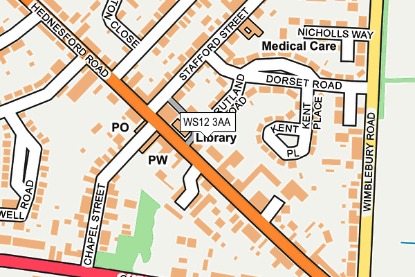 WS12 3AA map - OS OpenMap – Local (Ordnance Survey)