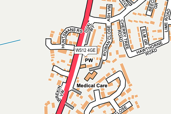 WS12 4GE map - OS OpenMap – Local (Ordnance Survey)