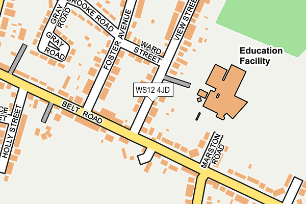 WS12 4JD map - OS OpenMap – Local (Ordnance Survey)