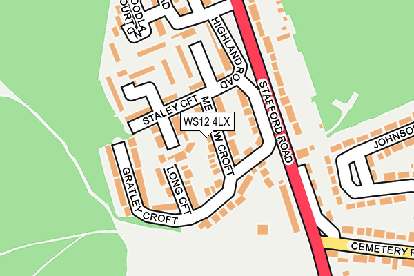 WS12 4LX map - OS OpenMap – Local (Ordnance Survey)