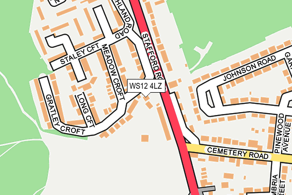 WS12 4LZ map - OS OpenMap – Local (Ordnance Survey)