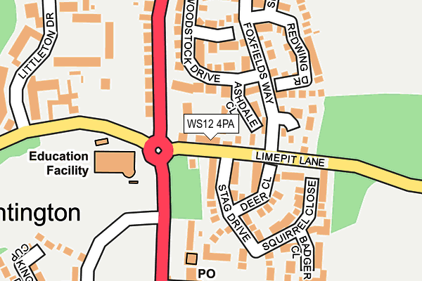 WS12 4PA map - OS OpenMap – Local (Ordnance Survey)