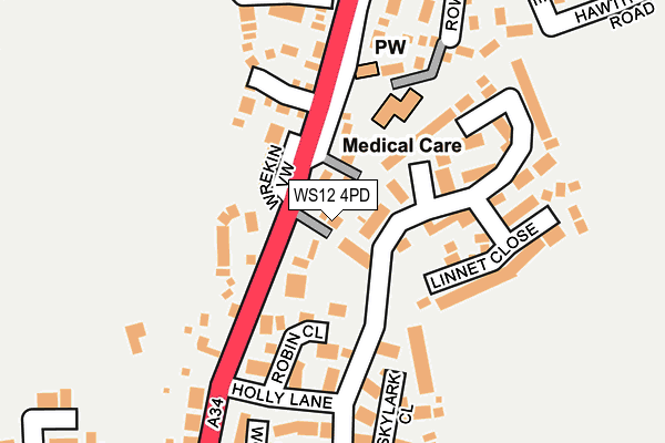WS12 4PD map - OS OpenMap – Local (Ordnance Survey)