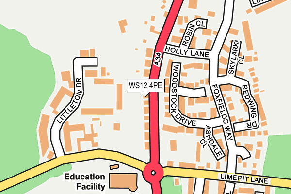 WS12 4PE map - OS OpenMap – Local (Ordnance Survey)