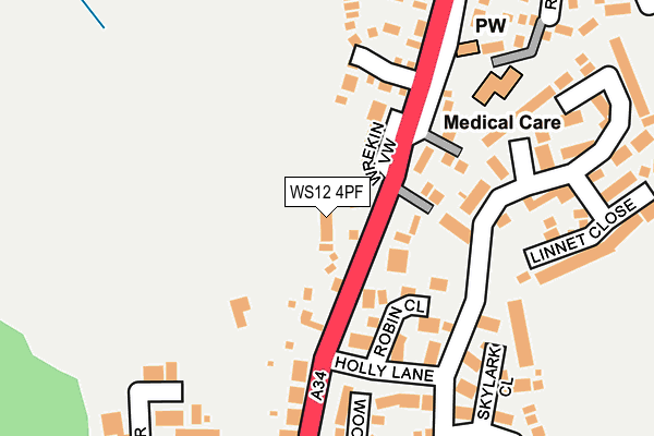 WS12 4PF map - OS OpenMap – Local (Ordnance Survey)