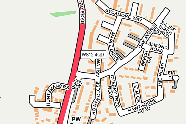 WS12 4QD map - OS OpenMap – Local (Ordnance Survey)
