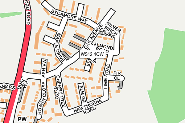 WS12 4QW map - OS OpenMap – Local (Ordnance Survey)