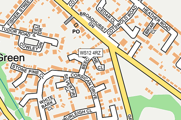 WS12 4RZ map - OS OpenMap – Local (Ordnance Survey)