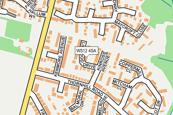 WS12 4SA map - OS OpenMap – Local (Ordnance Survey)