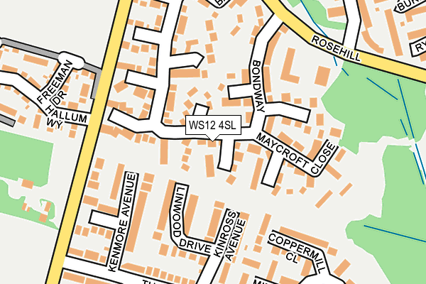 WS12 4SL map - OS OpenMap – Local (Ordnance Survey)