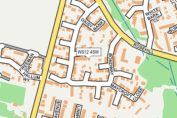 WS12 4SW map - OS OpenMap – Local (Ordnance Survey)