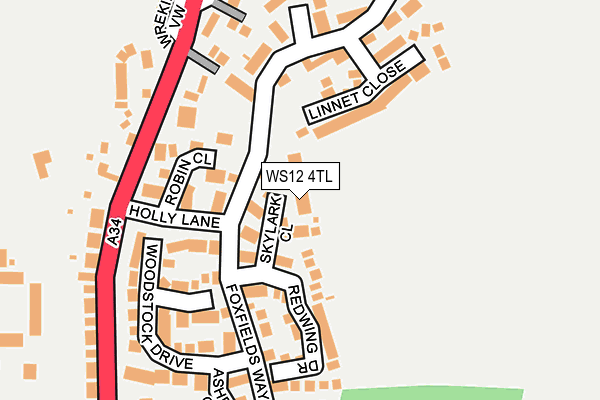 WS12 4TL map - OS OpenMap – Local (Ordnance Survey)