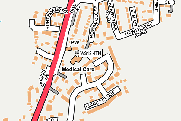 WS12 4TN map - OS OpenMap – Local (Ordnance Survey)
