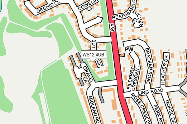 WS12 4UB map - OS OpenMap – Local (Ordnance Survey)