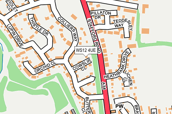 WS12 4UE map - OS OpenMap – Local (Ordnance Survey)