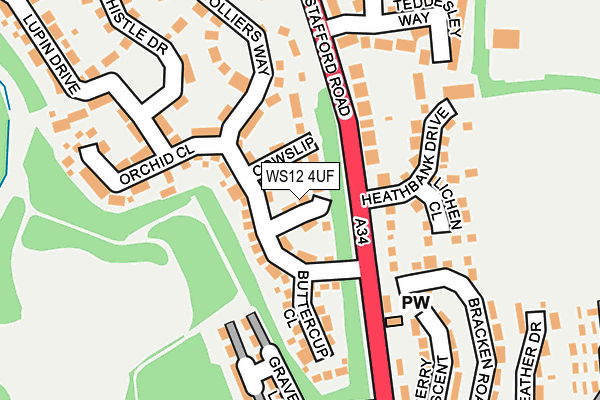 WS12 4UF map - OS OpenMap – Local (Ordnance Survey)