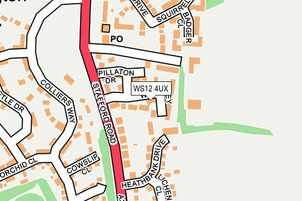 WS12 4UX map - OS OpenMap – Local (Ordnance Survey)