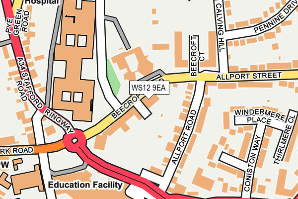 WS12 9EA map - OS OpenMap – Local (Ordnance Survey)